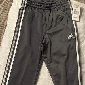 Adidas Kids Charcoal Joggers with White Stripes
